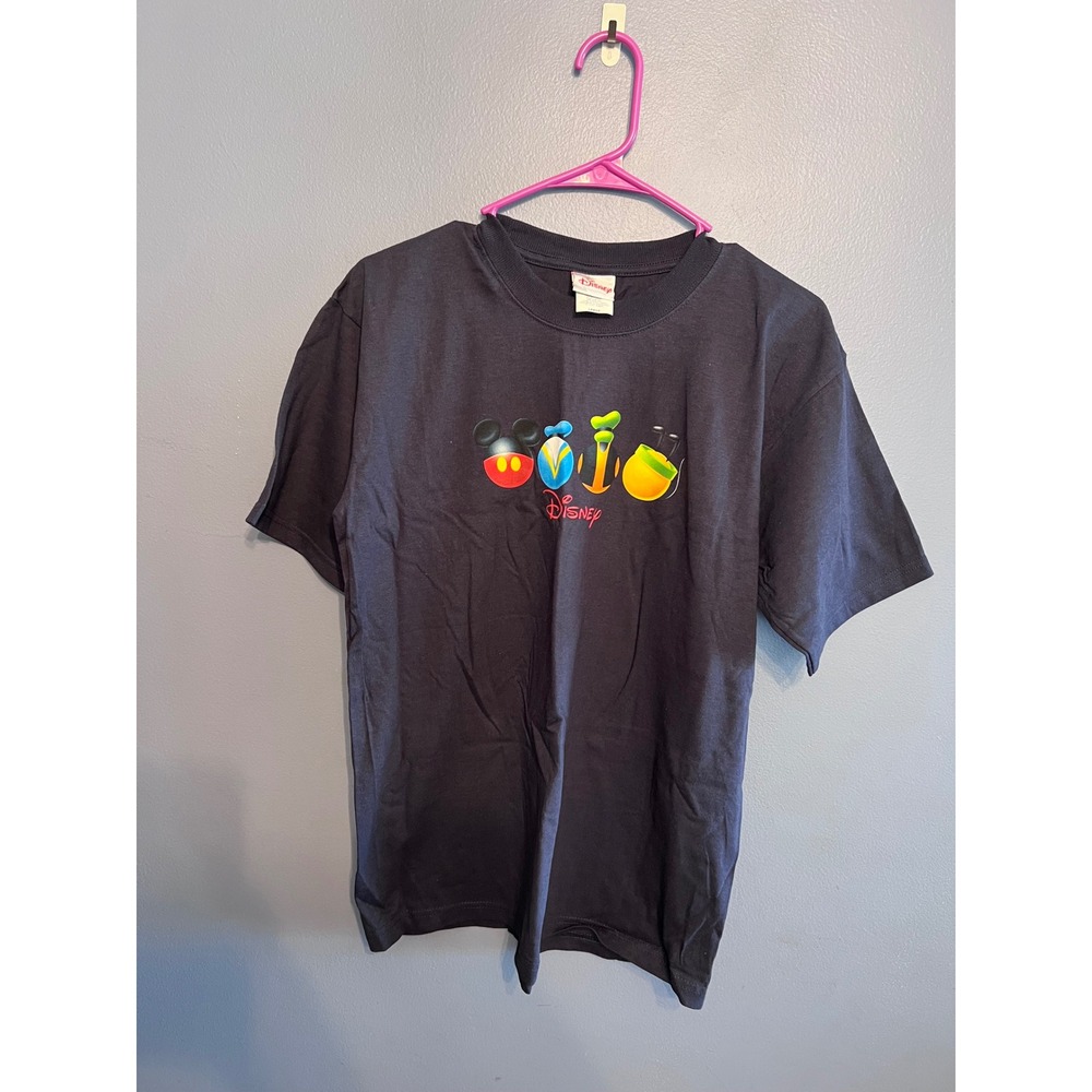 Vintage Disney Shopping Navy Blue Mickey Donald Goofy Pluto As Balls Shirt Sz LG